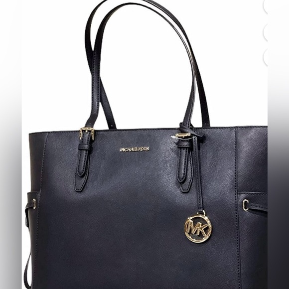 Michael Kors Gilly black DRWSTG TRVL TOTE LEATHER LARGE - Picture 4 of 9